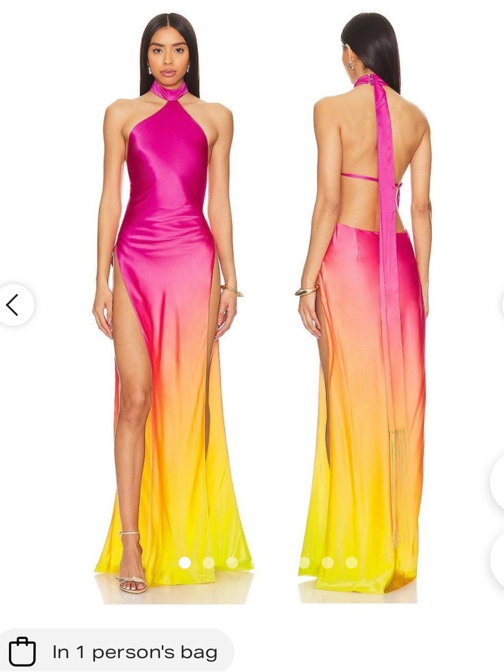Retrofete Pink to Yellow Ombre Halter Slip Gown
